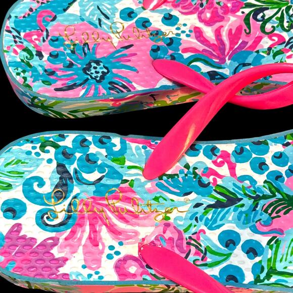 Sz 8 LILLY PULITZER Mandevilla Bay Paradise Petals Pool Flip-Flop Thong Sandal - Picture 6 of 9